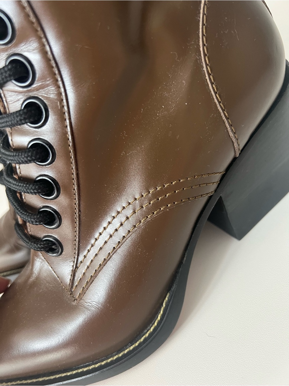 Chloé Rylee Cacao Brown Leather Lace Up Ankle Boots Size 36 - Picture 11 of 12